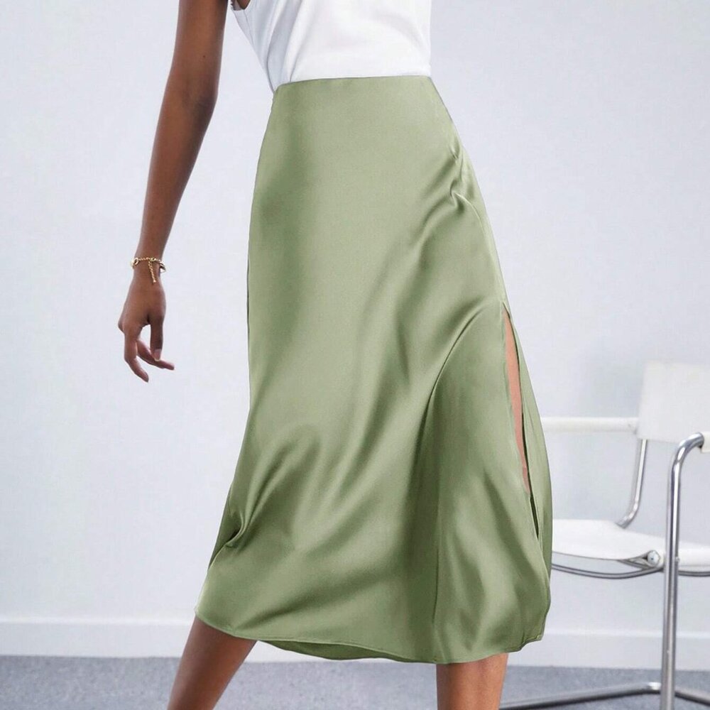 WILA Olive Green Satin Skirt